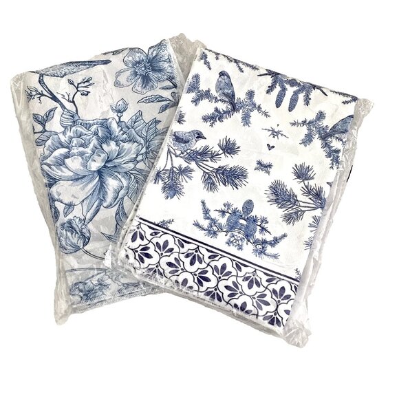 4 Hand Dish Tea Towels Blue & White NWT - Picture 1 of 5